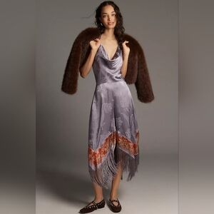 By Anthropologie Fringe Cowl-Neck Jumpsuit